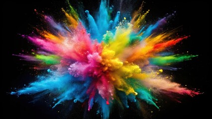 Colorful powder explosion on dark background, celebration, vibrant, festive, explosion, bright, colorful, powder