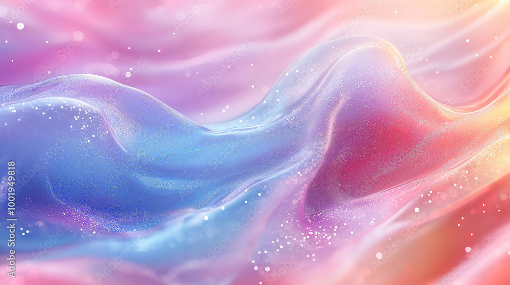 Poster iridescent colorful abstract background featuring bubbles and fluid texture in pastel tones