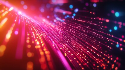 Obraz premium Abstract Background of Pink and Red Lines with Glowing Dots