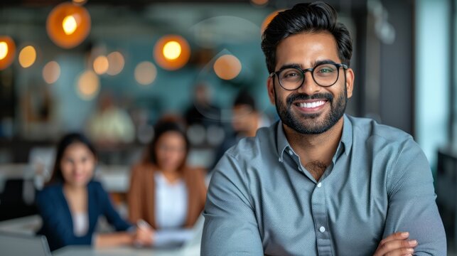 Engaging Indian Businessman in Modern Workspace