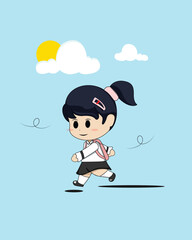 Illustration Vector Graphic Of Chibi Girl Back To School