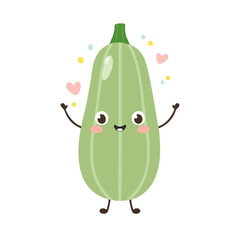 Zucchini Vegetable Cute Cartoon Fresh Animation Kawaii Healthy Character
