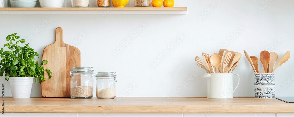 Poster scandinavian style kitchen organization - bright functional design with efficient storage solutions 