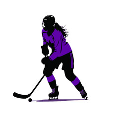Fototapeta premium Woman hockey player. PNG and Vector