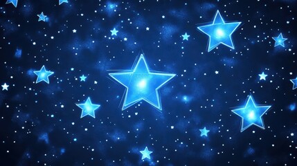 A beautiful night sky displays bright stars shimmering against a rich blue backdrop