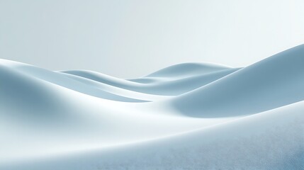 Abstract 3D rendered background with soft, flowing hills in a light blue and white color scheme.