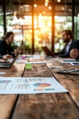 Professionals in a heated debate over a business decision, with notes and graphs spread out on the table, Generative AI 