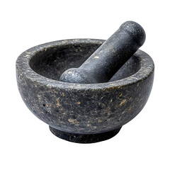 A traditional mortar and pestle made of stone, ideal for grinding herbs and spices.