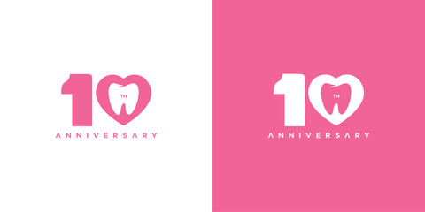 Fototapeta premium Modern and unique Dental 10th anniversary logo design