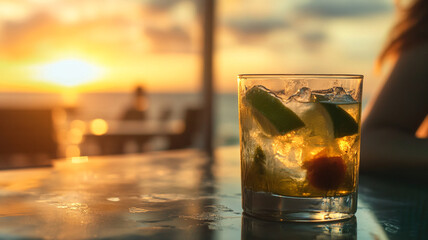 Enjoying crafted cocktails at sunset on National Bartender Day by the beachside