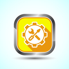 Service Icon Design Illustration, Maintenance Tools Icon For Apps and Websites, Yellow Shadow Button Design