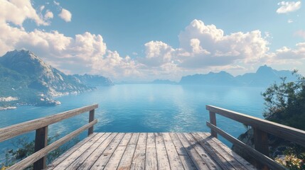 Standing on a wooden lookout, with the ocean stretching infinitely ahead