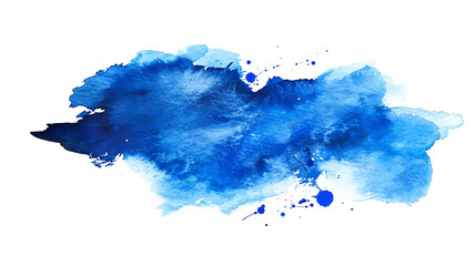 Blue watercolor brush strokes isolated on transparent