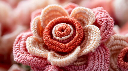 Delicate Three-Dimensional Crochet Flower Texture