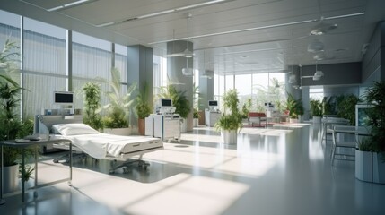 Fototapeta premium Modern Hospital Room with Plants