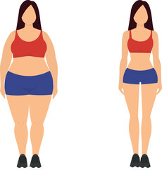 Fat and thin woman, before and after demonstration