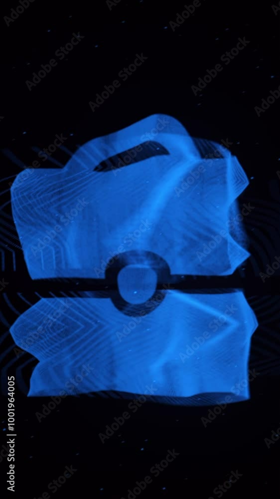 Aufkleber digital animation of briefcase icon decaying into multicolored moving plexus networks on black backg
