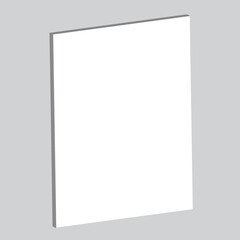 Vector realistic standing 3d magazine mockup with white blank cover isolated. Closed vertical paperback booklet, catalog or magazine mock up on white background. Diminishing perspective
