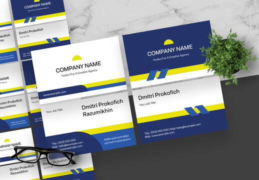 Blue and Yellow Business Card