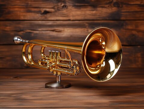 Close-Up of a Mellophone Showcasing Its Vibrant Design Against a Polished Background