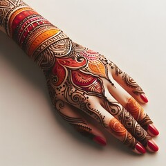 Henna tattoo on hands for marriage.