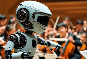 Fototapeta premium robot conducting orchestra
