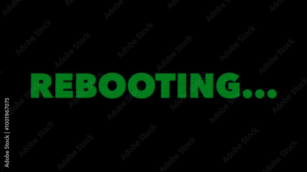 Poster rebooting text message animation on a black background