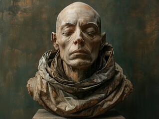 Serene Sculpture: A Close-Up Portrait of a Human Bust