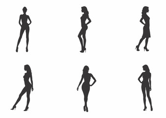 Fototapeta premium silhouettes set of beautiful sexy women