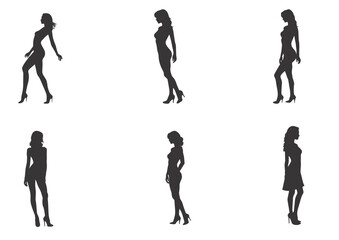 silhouettes set of beautiful sexy women