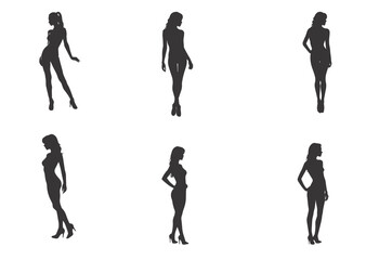 silhouettes set of beautiful sexy women