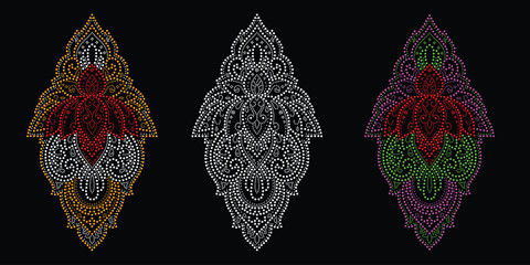 Rhinestone flower vector Design. Unique modern rhinestone flower vector design, element vector design for Illustration of rhinestones in the form of a necklace. Flower Transfer Rhinestone.