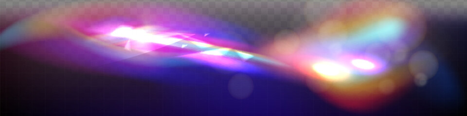 Obraz premium Crystal rays of light, prism refraction, lens flare, crystal glass reflection effect. Prism vector, realistic light leak effect with spectral flare.