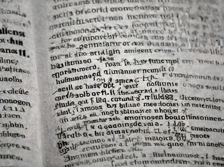 Abstract Letters with Messy Sequences on White Paper from a Book Shot Concept