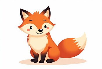 Obraz premium Adorable Red Fox: Charming Cartoon Animal Isolated on White - Perfect for Children's Books, Logos & Playful Graphic Design Projects