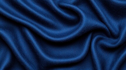 Fototapeta premium Blue Felt Fabric Texture Soft Wrinkled Draped Melange Wool Cloth Background