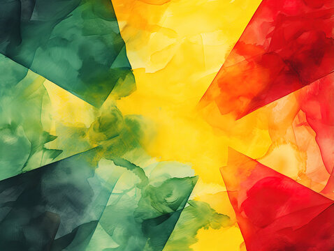 Juneteenth Inspired Abstract Watercolor Background Images with Traditional Red, Yellow, Green