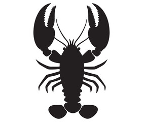 Lobster Silhouette Vector, Shrimp silhouette, Fish vector