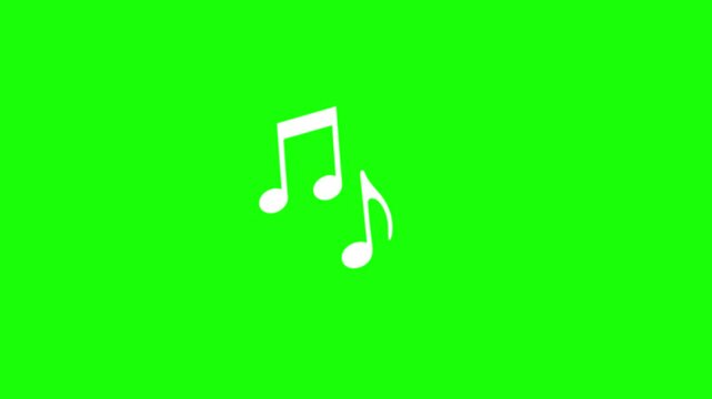 note music animated icon symbol note music do re mi fa sol la si do green screen 4k looping