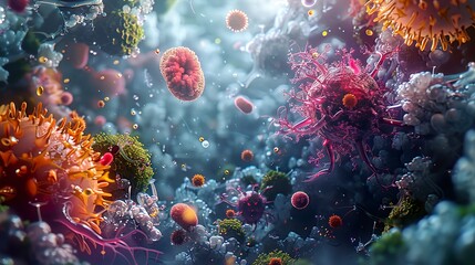 Obraz premium Microscopic World: Exploring the Intricate Beauty of Cells