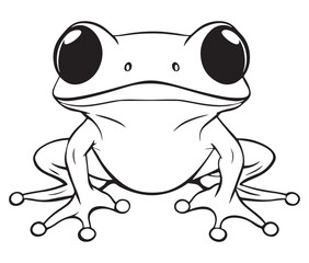 Tom jerry style frog cartoon, Outline frog, Frog colouring page for kids
