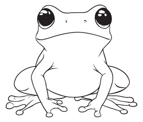 Tom jerry style frog cartoon, Outline frog, Frog colouring page for kids