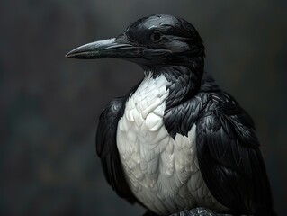 Fototapeta premium Black and White Bird Portrait: Close Up of a Seabird