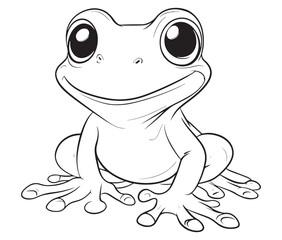 Tom jerry style frog cartoon, Outline frog, Frog colouring page for kids