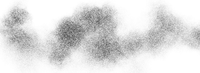 Stipple smoke cloud gradient texture. Grunge fluid sand grain background. Gritty noise wavy fog dot work wallpaper. Black and white dots, speckles, particles or granules backdrop overlay. Vector