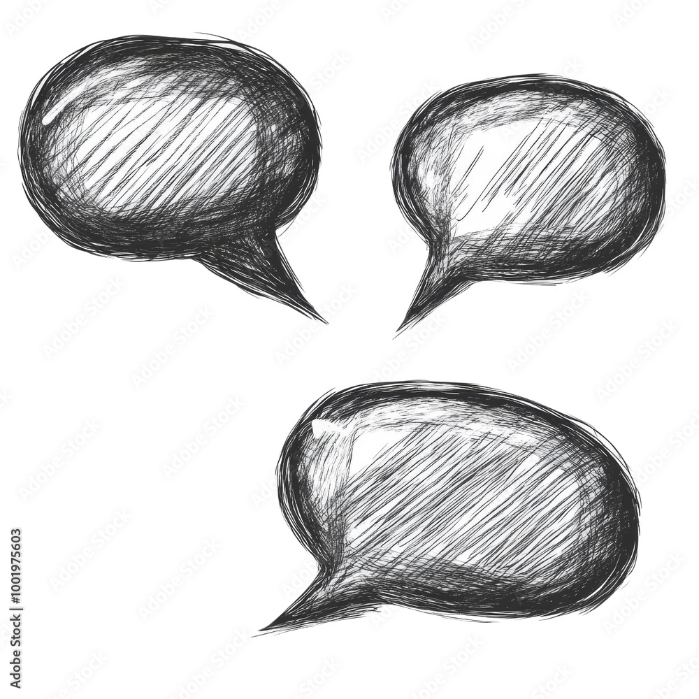 Poster unique hand-drawn speech bubbles for creative brainstorming and dialogue design with ample copy spac