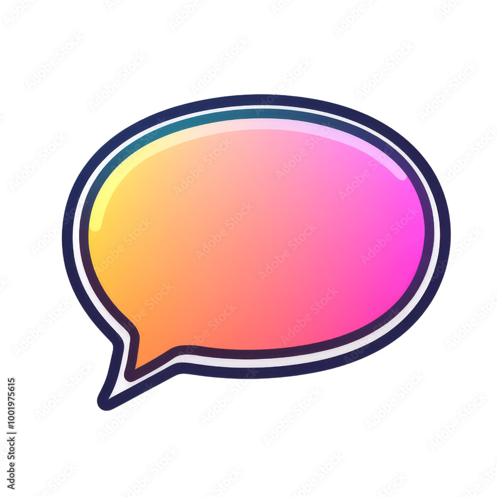 Poster colorful rounded speech bubble for comment boxes and chat windows on white background with text spac