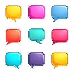 Colorful Speech Bubble Collection with Shadows and Highlights for Messaging and Communication Designs