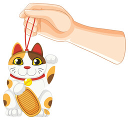 Hand Holding Lucky Cat Charm