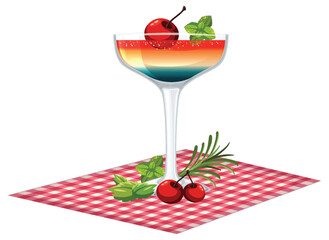 Colorful Cocktail with Cherries